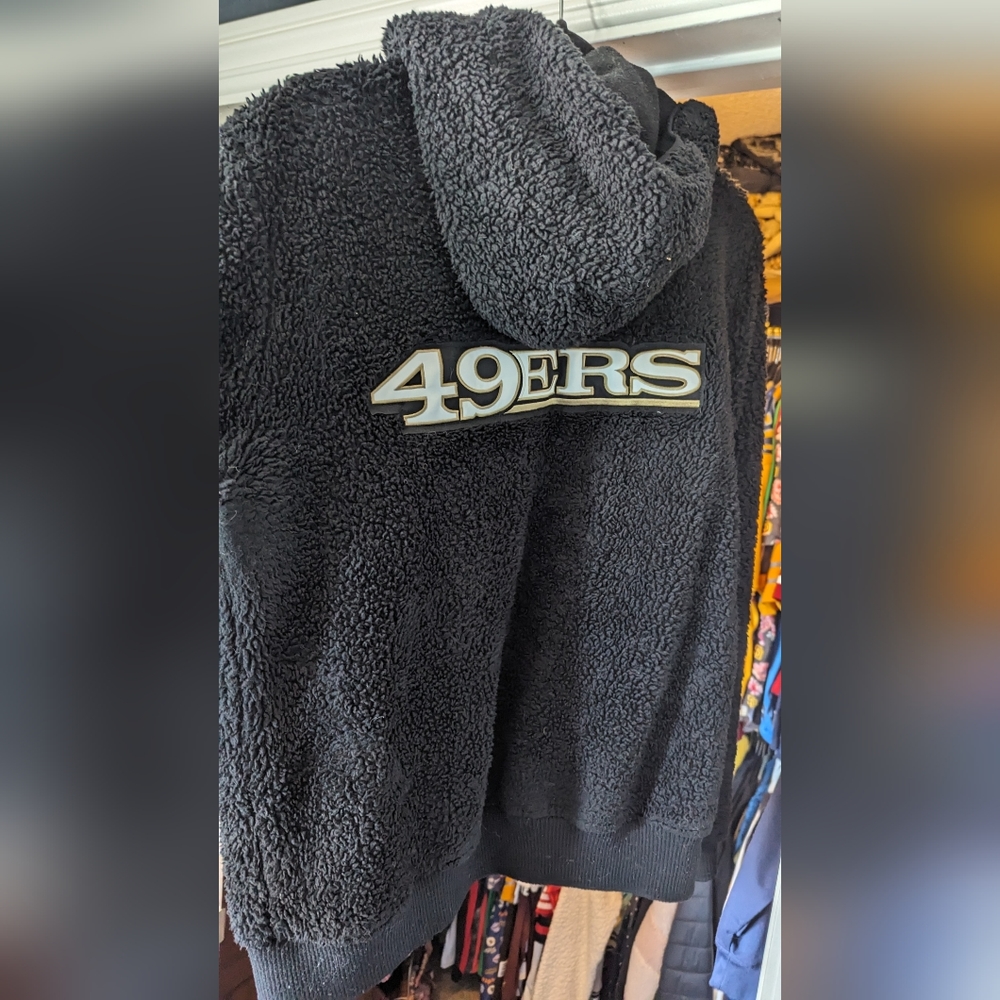 49ers Black Teddy Bear Jacket Size XL